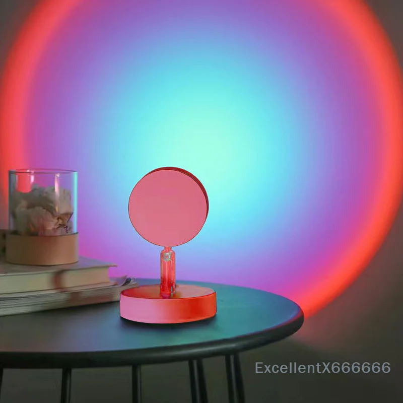 Lâmpada de projeção de pôr do sol arco-íris para ambiente ambiente ambiente USB LED luz noturna