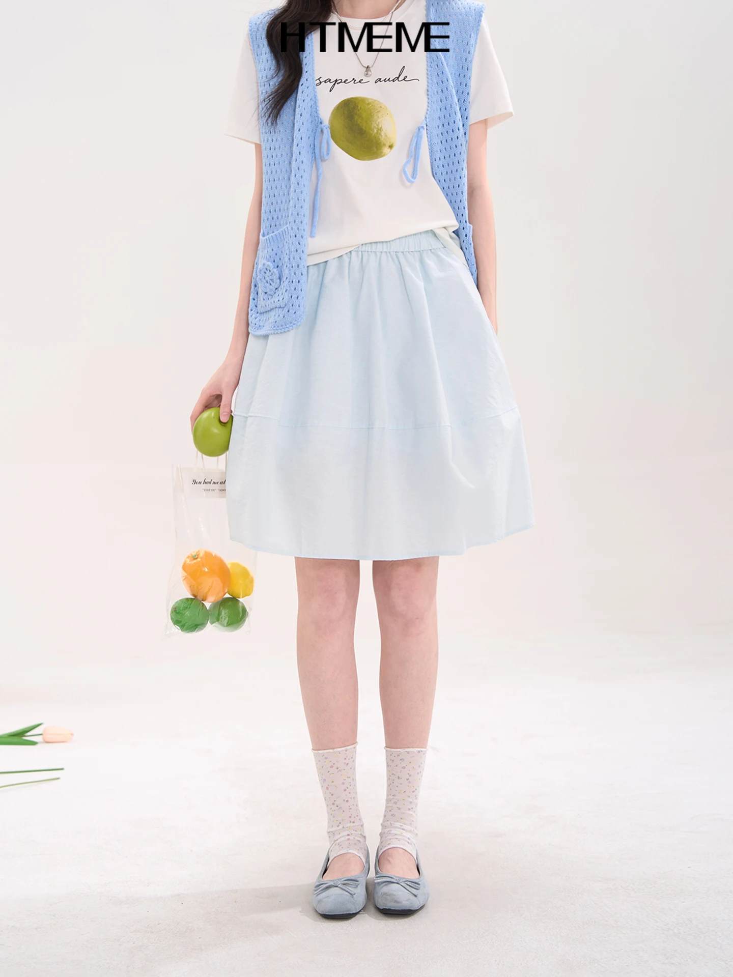 Puffy Half-length Skirt Women's Spring Summer Light Dopaamine Korean Style Patchwork Bloom High-waist A-line Cotton Blend Skirt