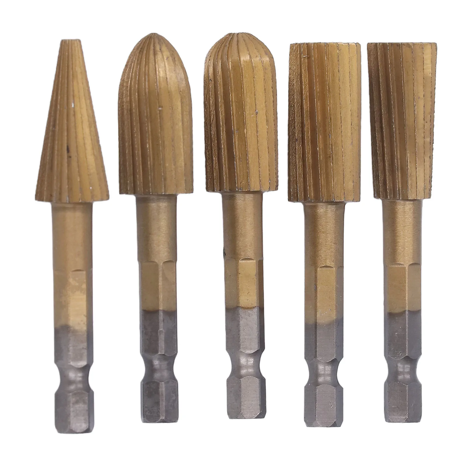 5Pcs Rotary File Burr Grinding Bit High Speed Steel Hex Shank Tool Set Kit for Plastic Stone