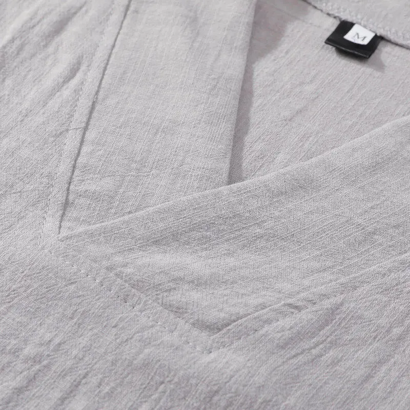 2026 Unisex Baumwoll-Leinen Hanfu Zweiteiliges Set im Buddha-Stil mit 3/4-Ärmeln, lockeres Yoga-, Meditations- und Teezeremonie-Outfit für Zuhause und Freizeit – Detail 13