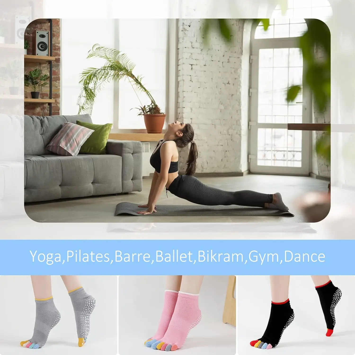 3Pair Professional Women Yoga Socks Silicone Anti-slip Ballet Pilates Socks Women Backless Breathable Bandage Dance Sports Socks