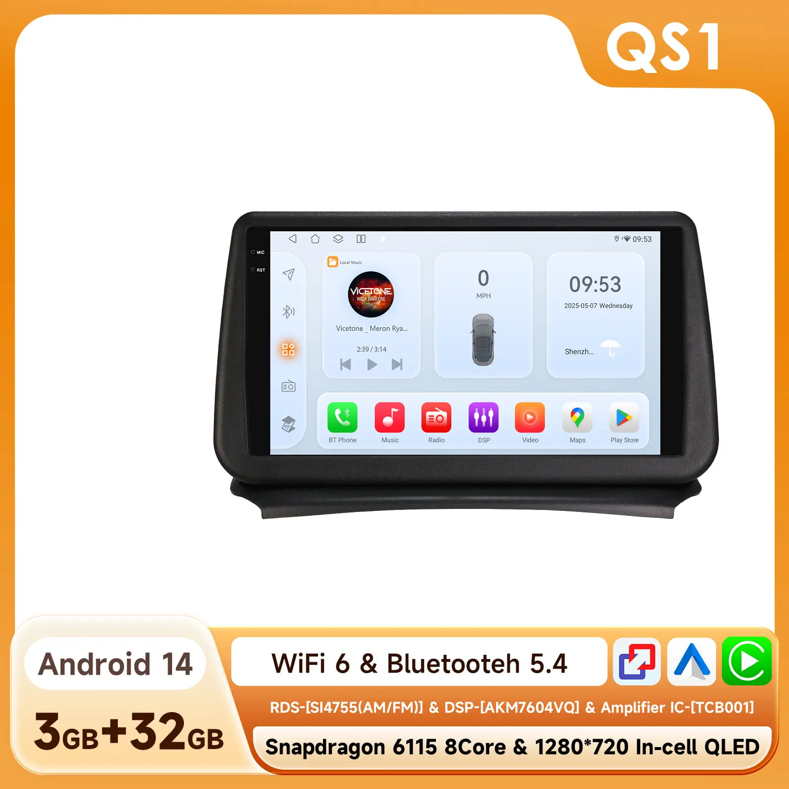 Hizpo 8-Core 2-DIN AI Android 14 autoradio voor Opel Zafira C 2010-2016, multimediasysteem met GPS, 4G, Carplay en 360° camera, aangedreven door Snapdragon 6115