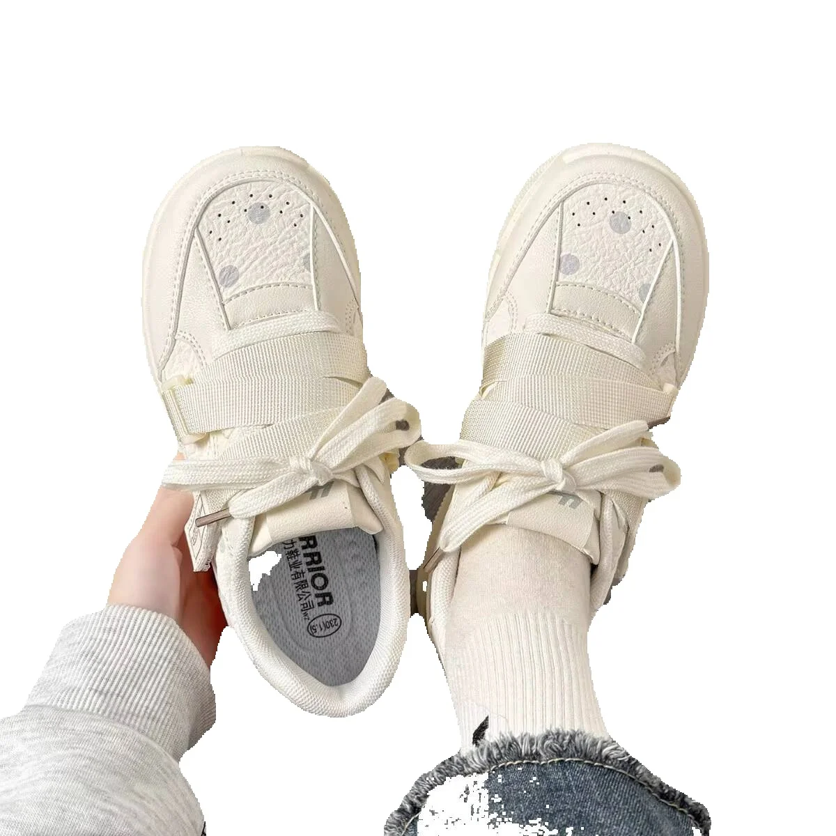 Huili WXY-Q096N Velcro White Sneakers For Women, 2026 Spring New Casual Thick-Soled Height-Increasing Loafers (Magic_vogvips.com