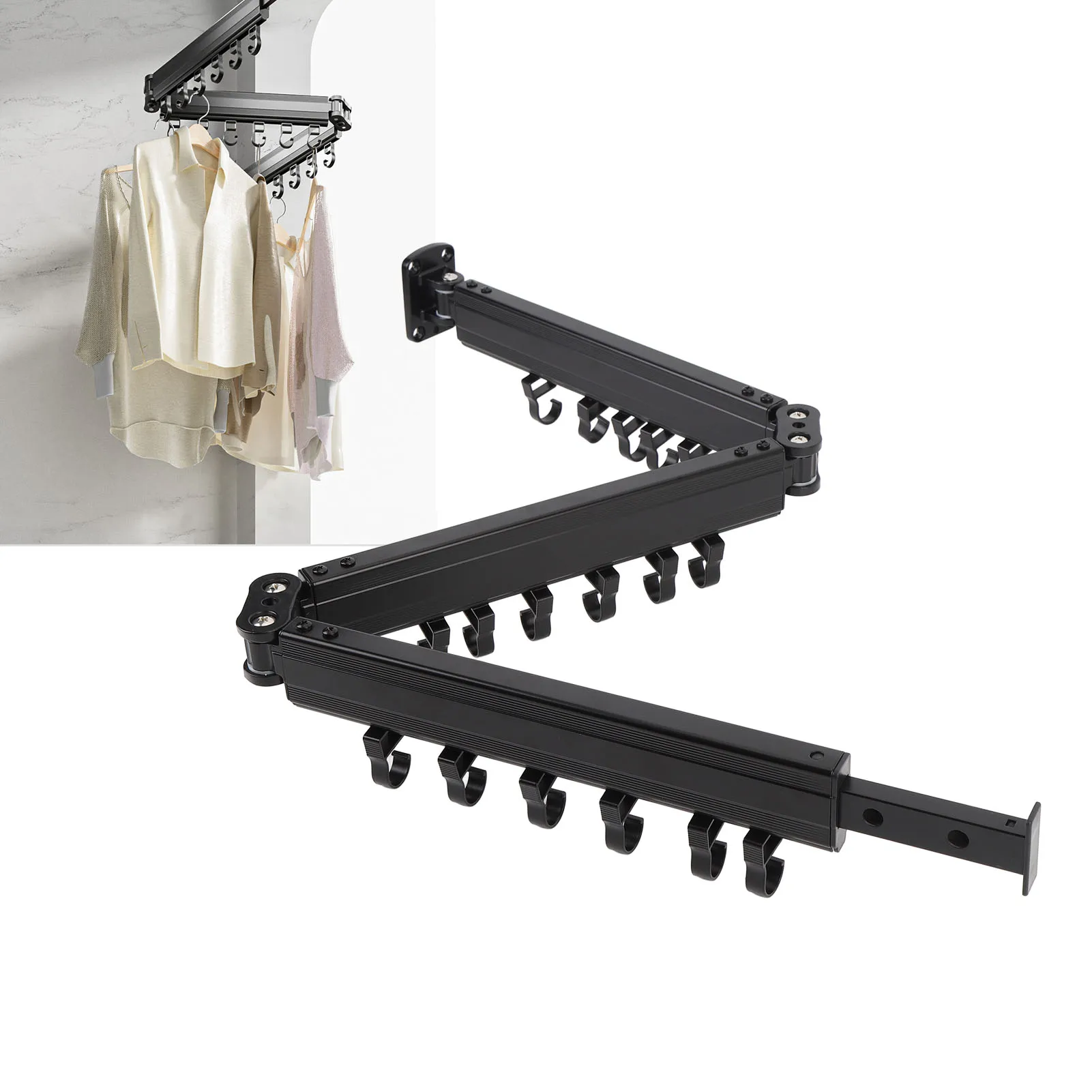 Wall Mounted Clothes Drying Rack Multifunctional Foldable Laundry Hanger Dryer Rack for Home