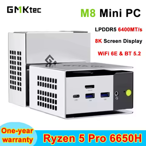 GMKtec M8 Ryzen 5 Pro 6650H Mini PC Windows 11 Pro LPDDR5 6400MT/s PCIe3.0 M.2 2280 SSD WIFI6 BT5.2 8K HD Mini PC Gamer Computer
