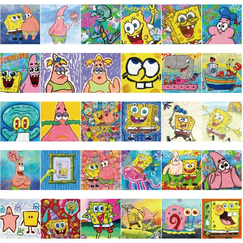 50pcsSpongeBob باتريك ستار الكرتون لطيف النفط اللوحة الرياح ملصق مضاد للمياه جراب هاتف مذكرات كوب الديكور صبي وفتاة هدية.