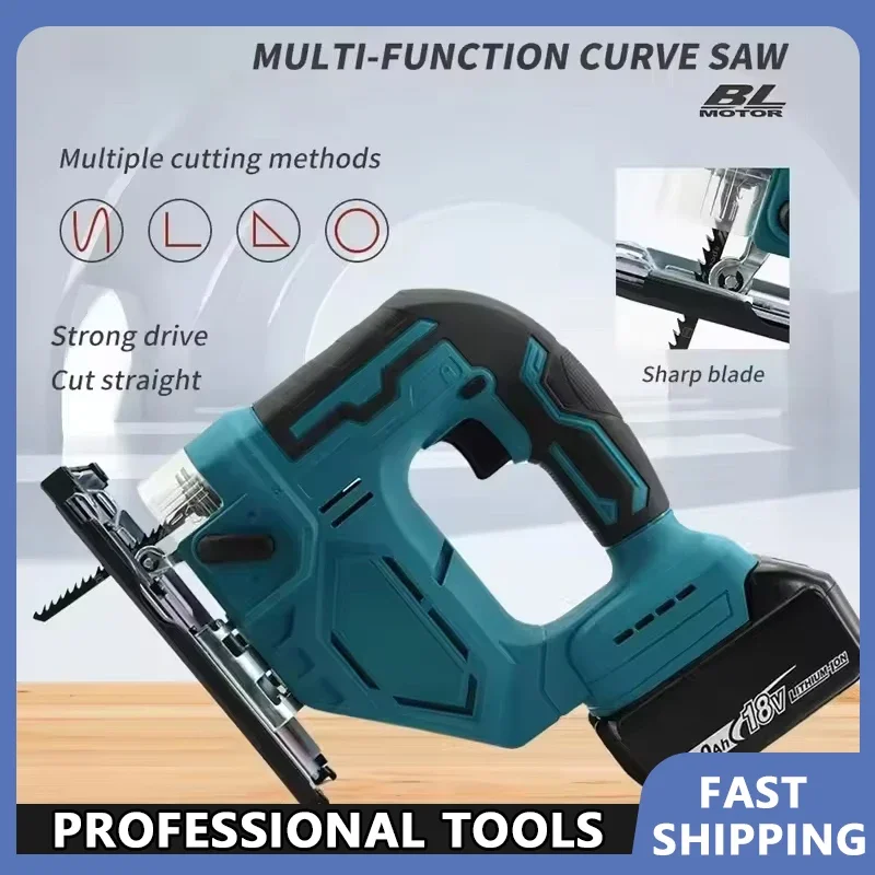 Passend für Makita DJV182Z Akku-Bürstenlos-Stichsäge, Elektrowerkzeug, 340 W, tragbarer elektrischer Schreiner-Stichsägeblatt und Zylindergriff