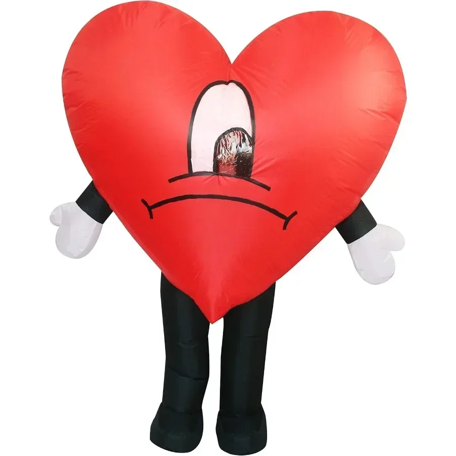 Valentine's Day Inflatable Red Love Heart Costume Blow up Suit Fun Adult Halloween Christmas Mother's Day Cosplay Fancy Dress