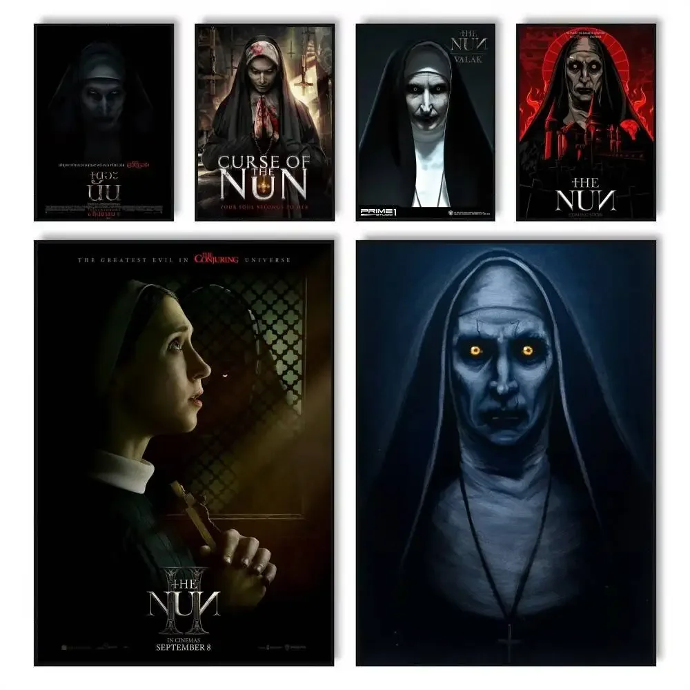 The Nun Demon Horror Movie Ghost Halloween Poster Waterproof Wall Art Sticker for Bar Vintage Room Decor High Quality Print Gift