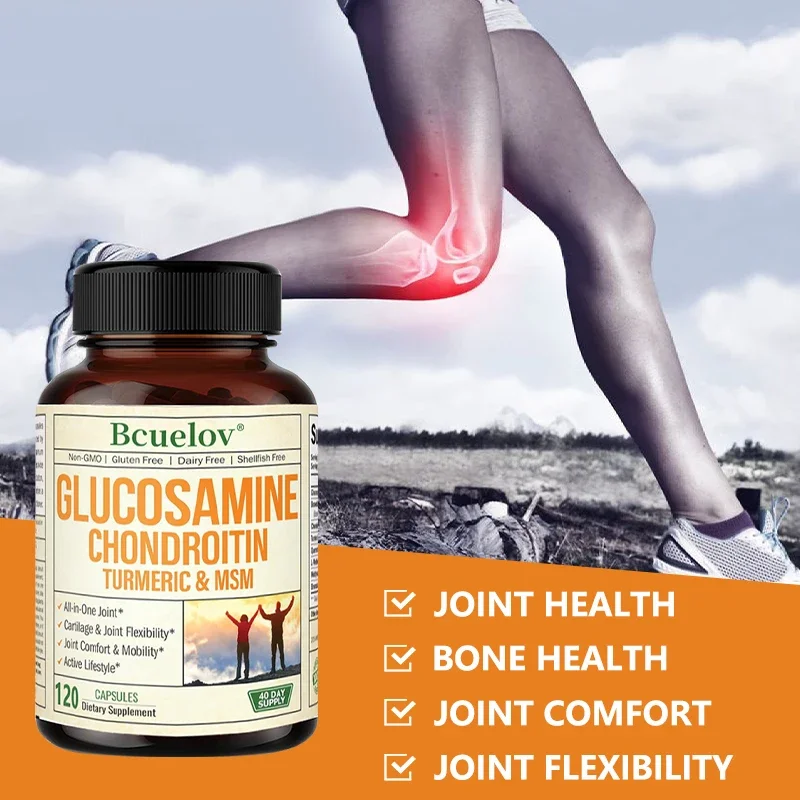 Glucosamine Chondroitin Turmeric MSM - Shellfish Free Joint Health Supplement - For Joint, Cartilage, Bone Density Health