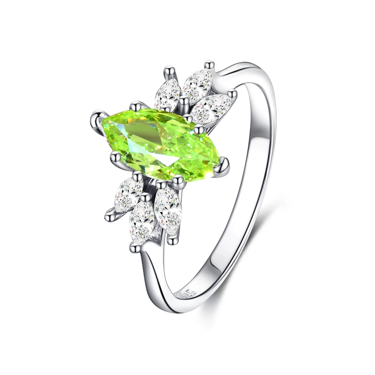 

PANQDIY 925 Sterling Silver Green Main Stone Classic Style 5*10mm Oval Ring Engagement Wedding Ring for Women Nickel Free