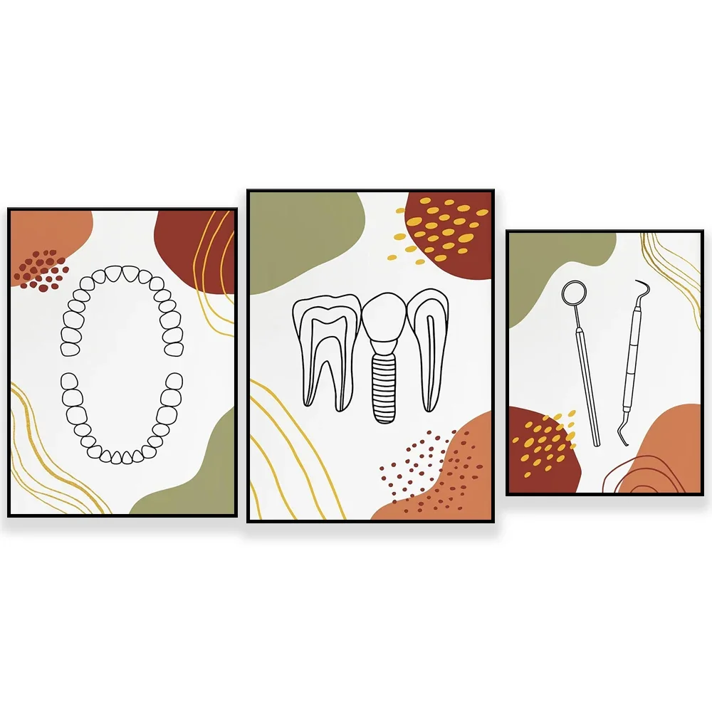 Abstract Dental Art Print, Printable Dental Office Decor, Dental Wall Art, Tooth Drawing, Dental Poster