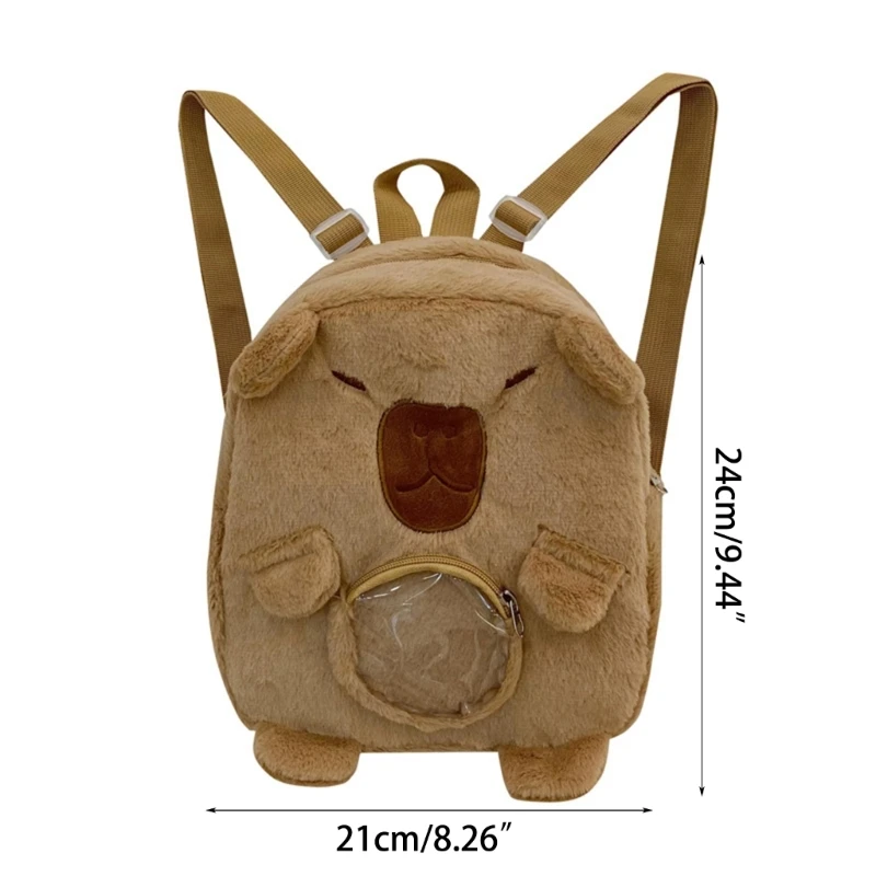 Playful Capybara Cartoon Backpack Convenient Bag Friendly Animal Photo Props Stable Mental Animal for Teens