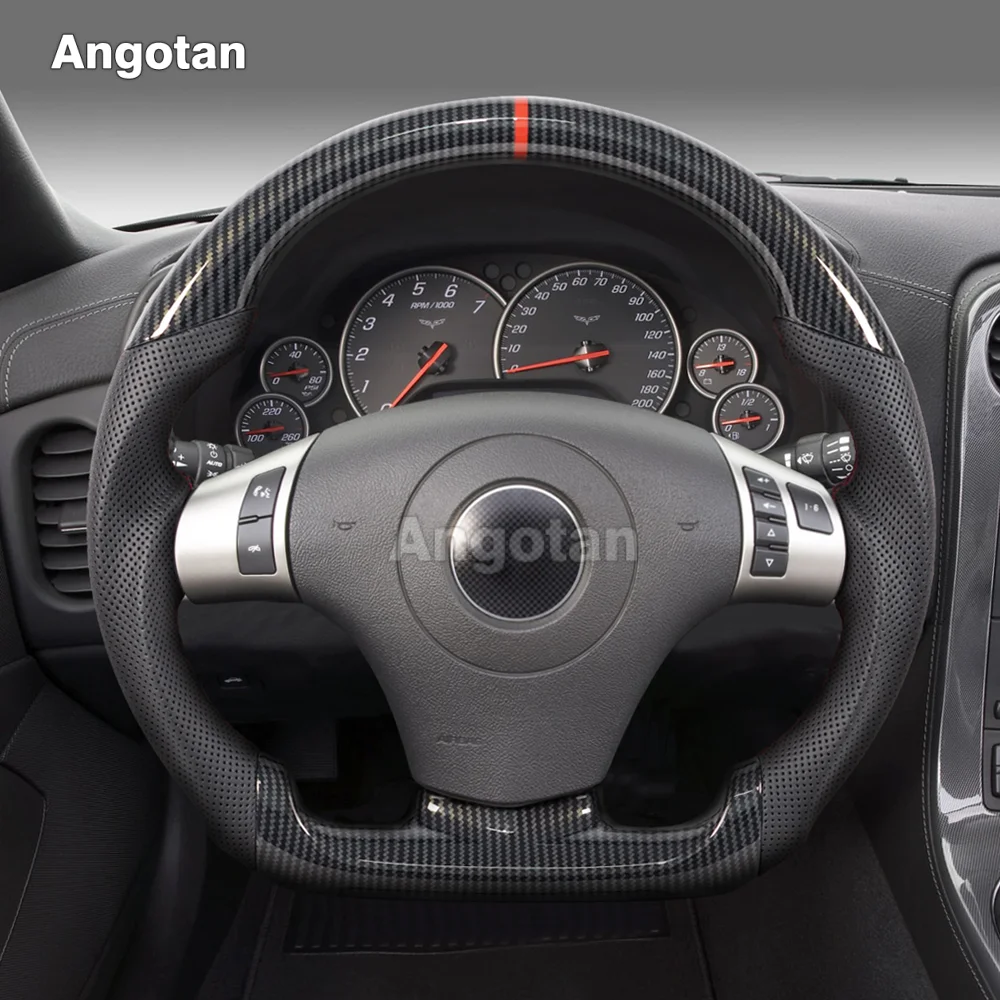 

USA Stock Woodgrain Hydro Dip Carbon Fiber Steering Wheel for Chevy Chevrolet Corvette C6 Coupe Convertible Z06 Zr1 2007-2013