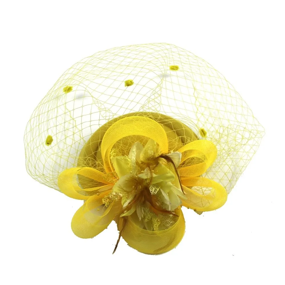 

Головной убор невесты, сетчатая шляпа-волшебница, цветочная сетка, заколка для волос, перья, шляпа-волшебница, разноцветная шляпа с перьями Sinamay