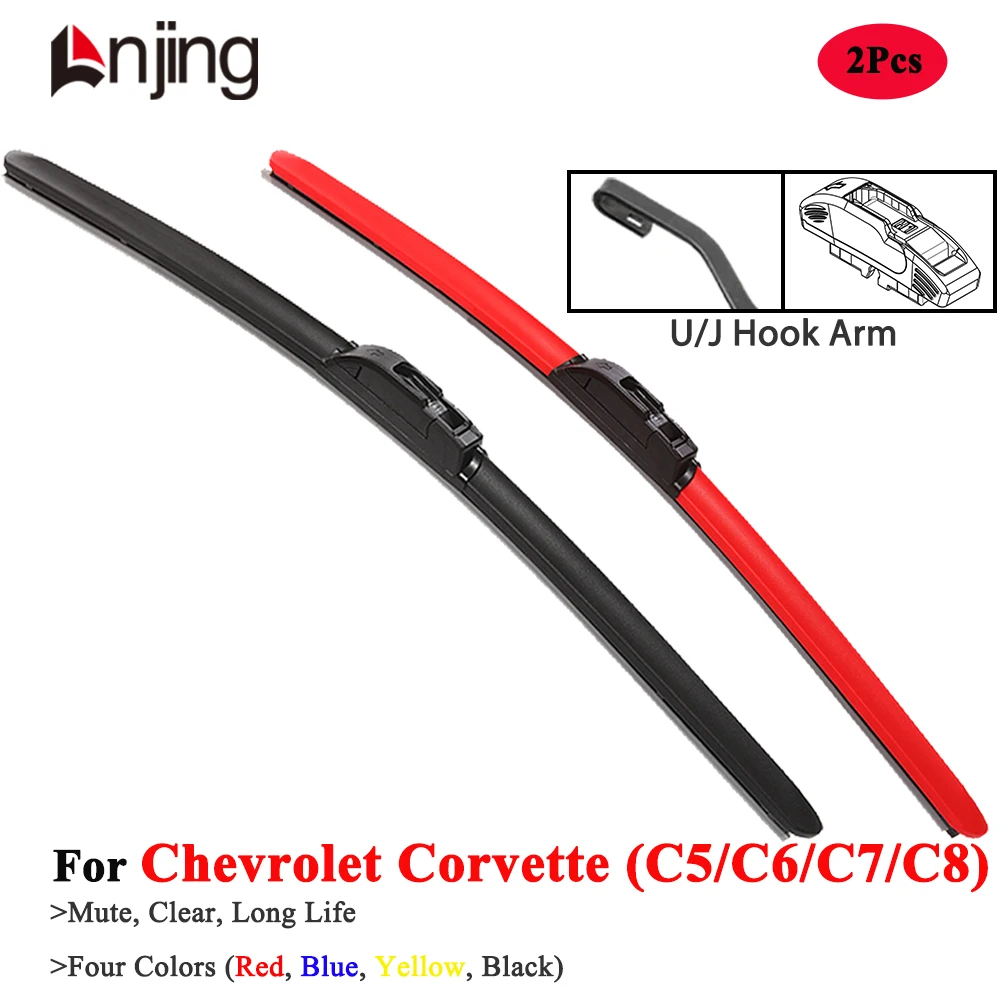 

LNJING Colorful Red Wiper Blade For Chevrolet Corvette C5 C6 C7 C8 Model 2000 2004 2010 2013 2016 2019 2023 2024 Car Accessories