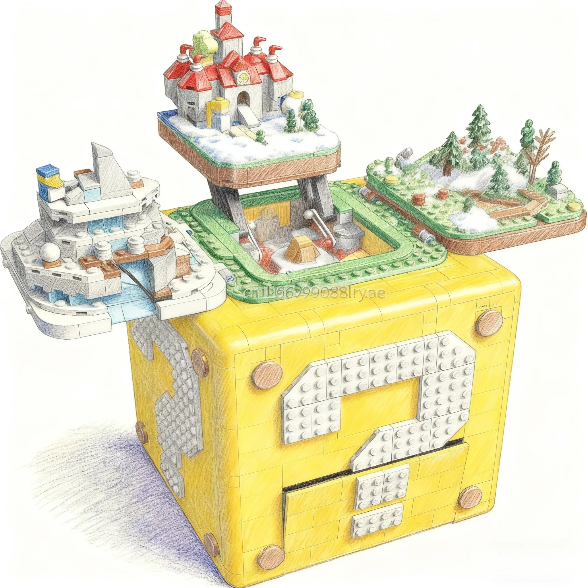 

2064PCS Super Mario 64 Question Mark Block Building Blocks Game Props 26026 Children's Kit Toys Children's Gifts