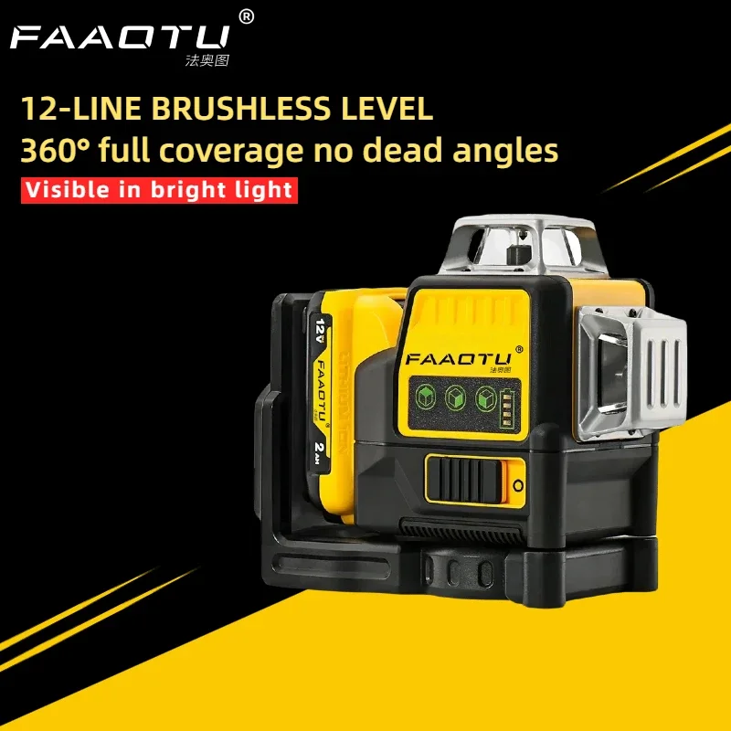 

FAAOTU DW089LG 2025 Laser Level 12V Green Meter 360 Degree Horizontal & Vertical Outdoor Tool Suitable for Dewalt batteries