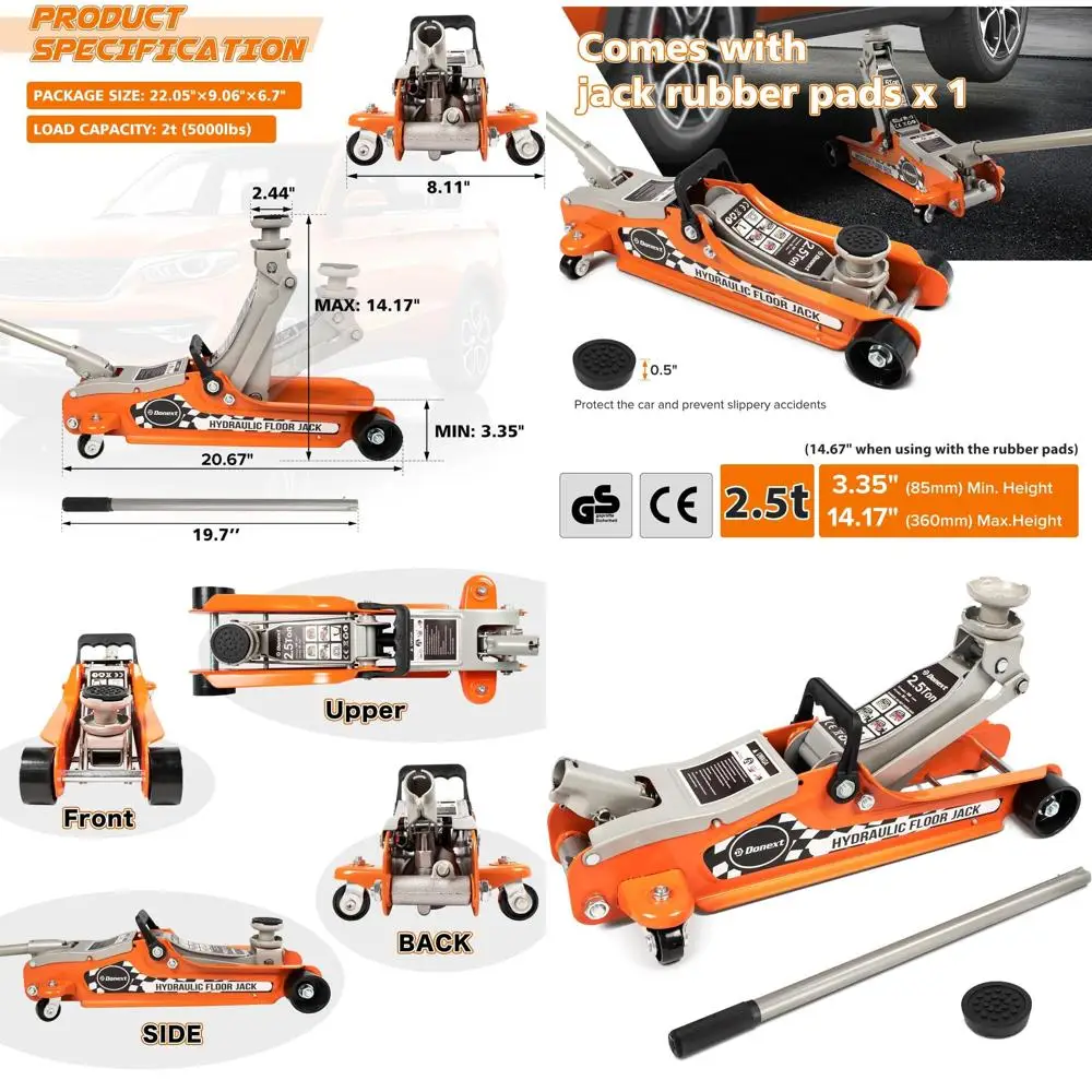 

Компактный 2,5-тонный гоночный напольный домкрат, стальная конструкция, диапазон подъема от 3,35 до 14,17