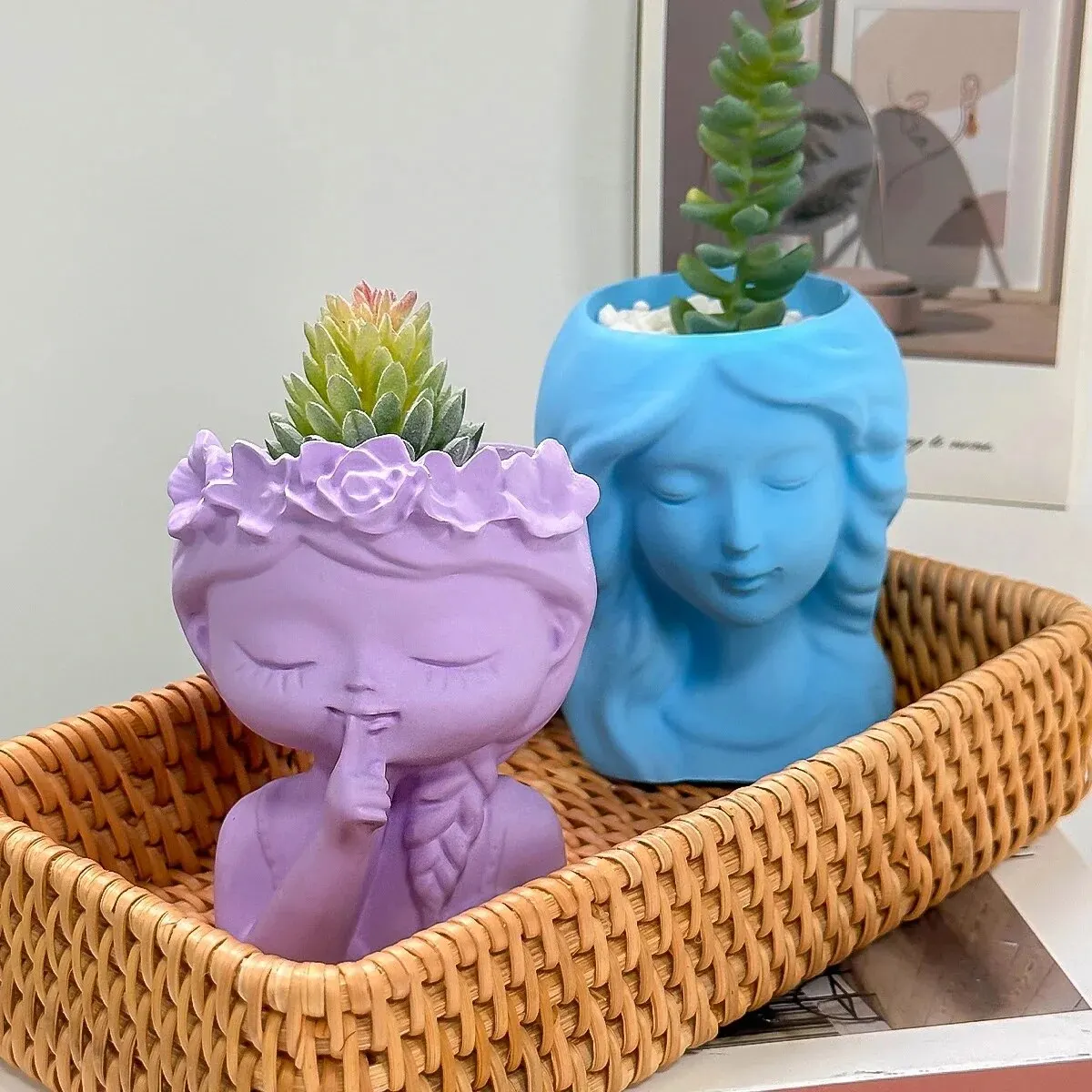 Cute Girl Flower Pot Silicone Mold DIY Sleeping Beauty Vase Storage Box Mould Plaster Resin Concrete Cast Molds Home Decor Gift