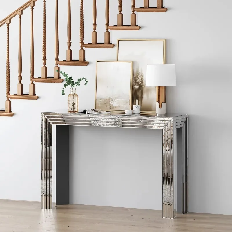 Modern Corridor Console Table Silver Mirror Glass Entrance Table Family Hotel Lobby Furniture