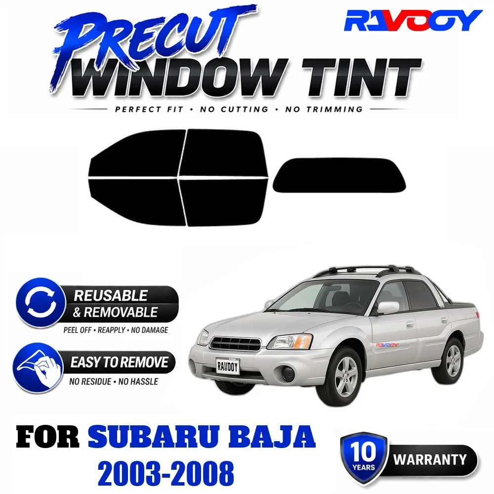 RAVOOY Precut Window Tint, Reusable Removable EPU Film, Custom Fit for Subaru Baja 2003-2008, UV Heat Protection