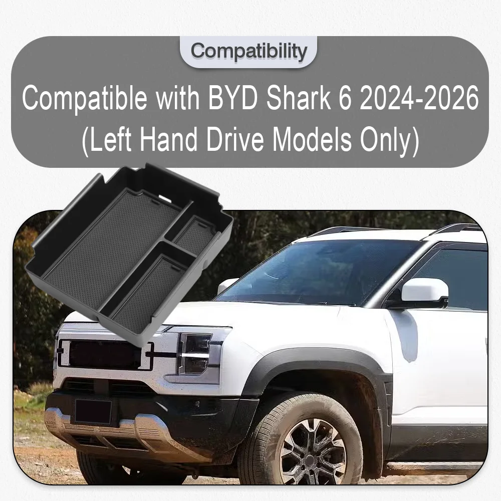 

For BYD Shark 6 2024 2025 2026 Center Console Organizer Central Control Storage Box with Mat Car Armrest Organizer Accessories