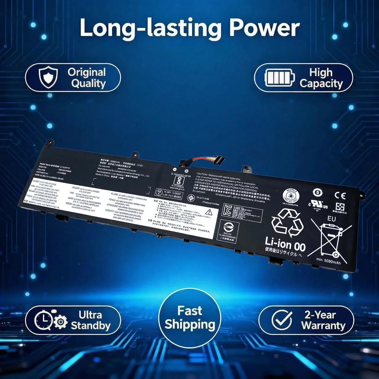 

Оригинальный аккумулятор для ноутбука L17C4P72 L17M4P72 для Lenovo ThinkPad X1 Gen 1 2 для ThinkPad P1 1-го 2-го поколения L18M4P71 01AY968 01YU911