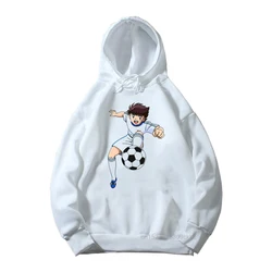 Kids Spring/Autumn New Anime Captain Tsubasa Le Petit Footballer Print White Hoodies Boys Cool Sweatshirt Child Fashion Clothing