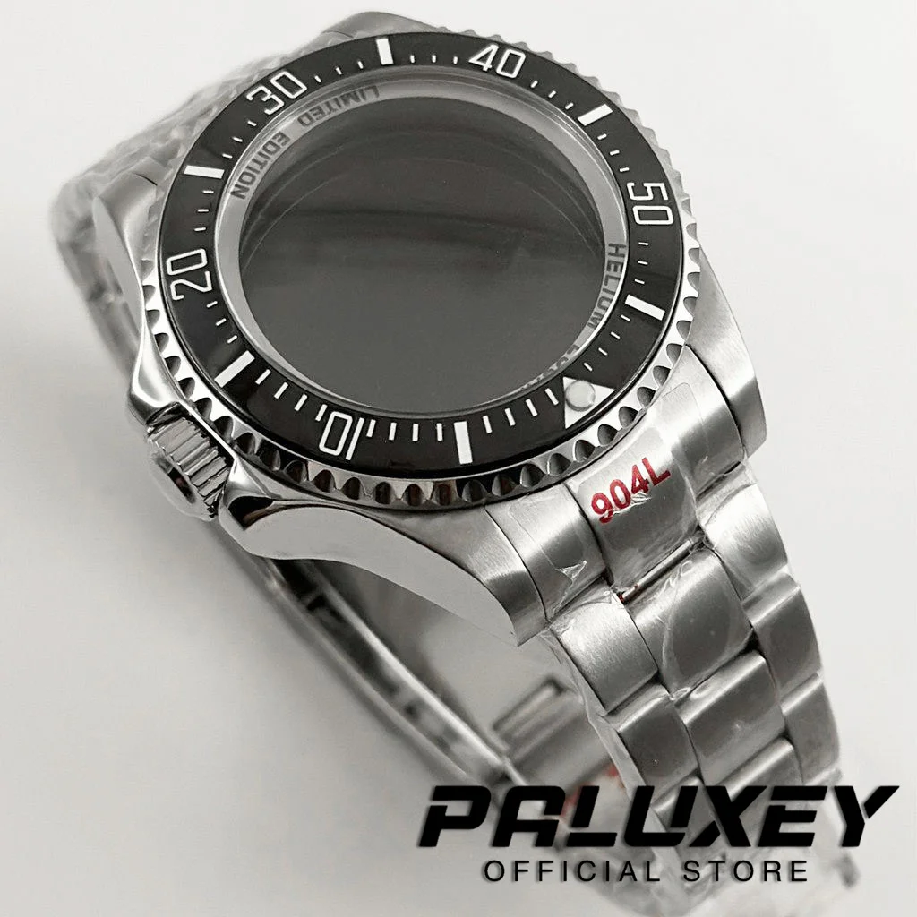 44MM Silver Sapphire Crystal DEEP SEA Homage Big Watch Case With Bracelet Compatible Fit NH35 NH36 NH34 NH38 NH39 NH70 Movement