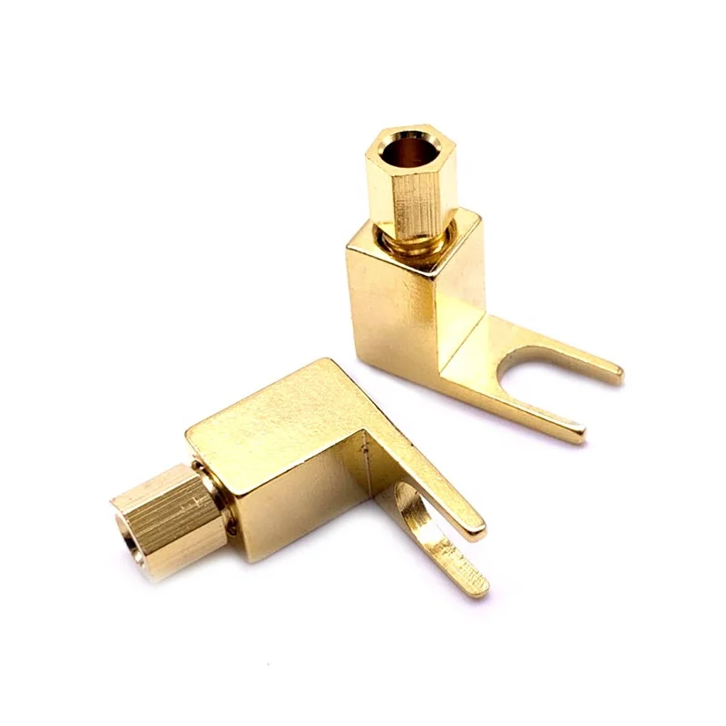 10PCS 4mm Vergulde Messing Y Type Luidsprekerkabel Connector Banaan Naar Spade Adapter Plug Met Banaan socket Hoge Kwaliteit Connecto