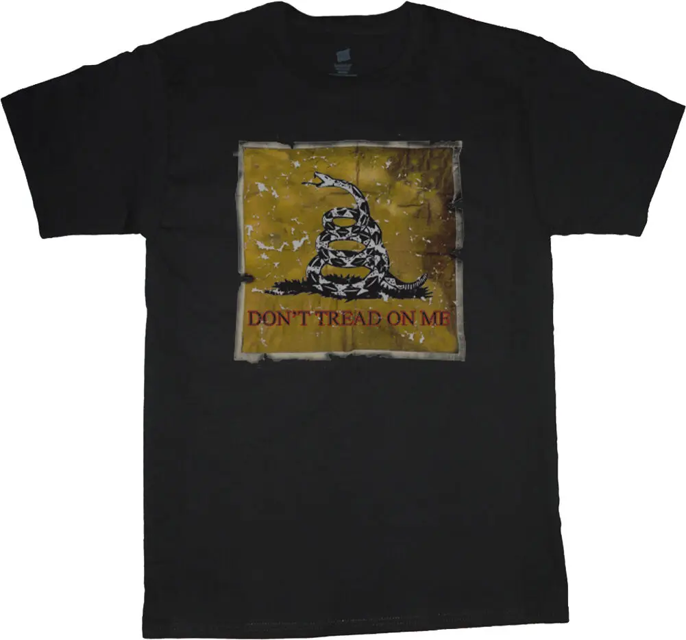 Don't tread on me t-shirt men's size black tee shirt rattle snake flag