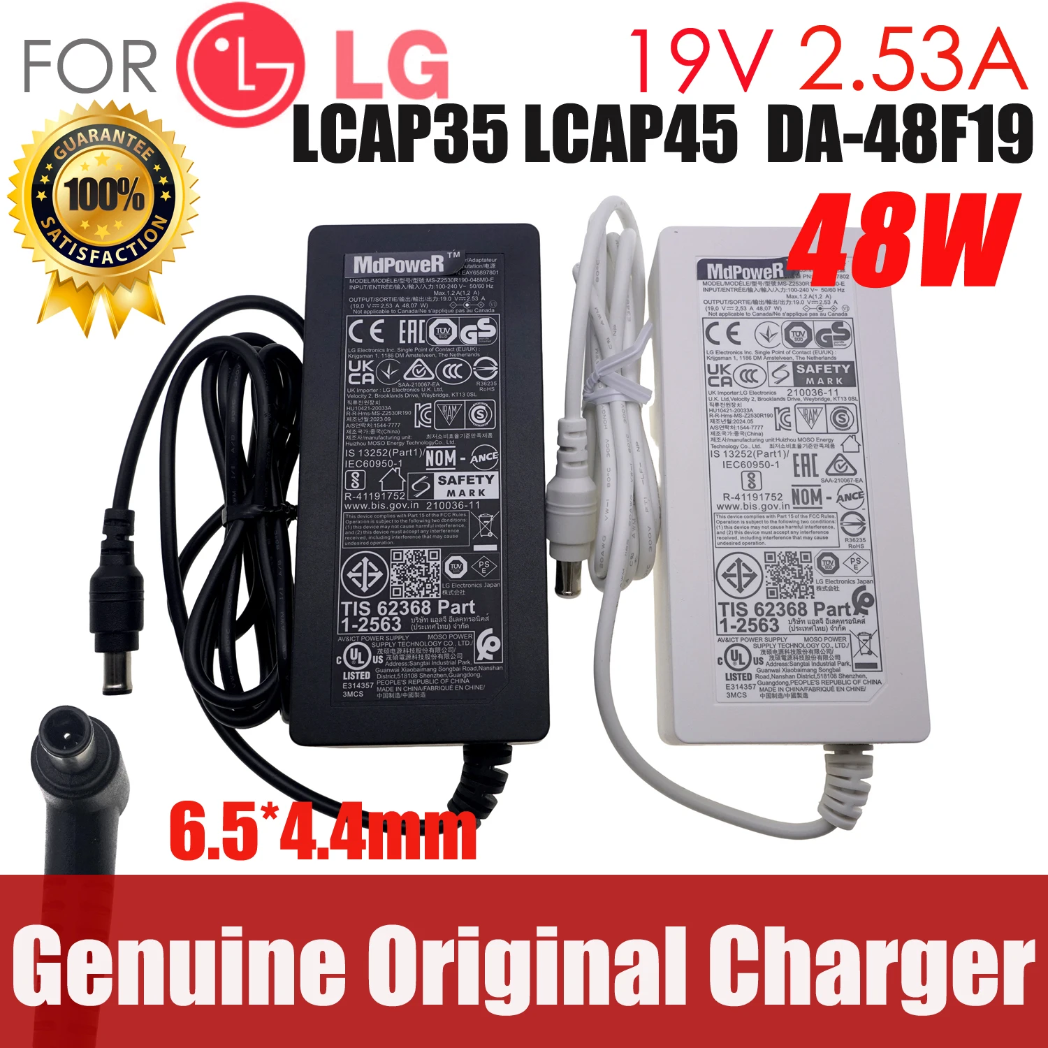 

Original new FOR LG LCD monitor LED TV 19V 2.53A LCAP35 LCAP45 DA-48F19 ADS-48FSK-19 MS-V2530R190 AC adapter Power supply