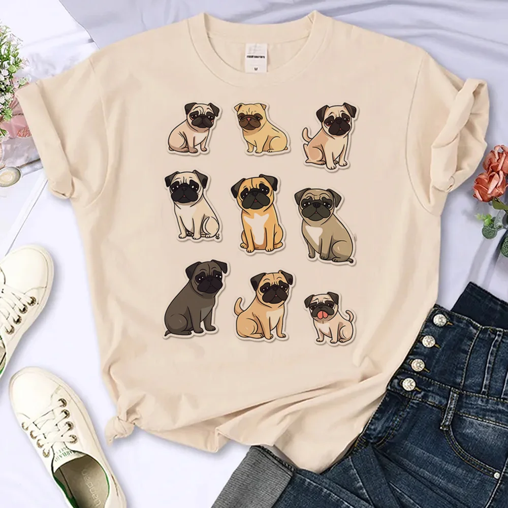 

Pug t shirt women harajuku streetwear Y2K tshirt girl 2000s Japanese manga clothing