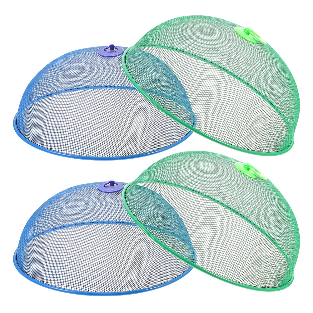 

4 Pcs Food Cover Protection Protective Screen Dinner Table Kitchen Tent Iron Mesh Multi-layer Household