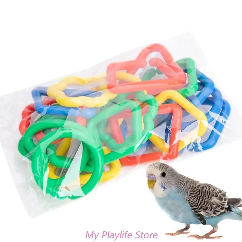 20 Pieces Plastic Clip Hooks Chain Link Rainbow Color Link Kids Learning Toy Small Pet Parrots Bird Cage Toy Accessory