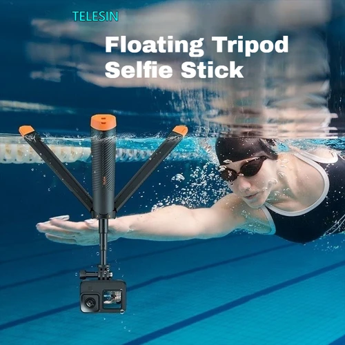 Palo de Selfie con trípode flotante TELESIN para GoPro Hero13 12 11 OSMO nano Action 5 Pro 4 3/Insta360 X543/ACE/PRO/GO3/3s ligero