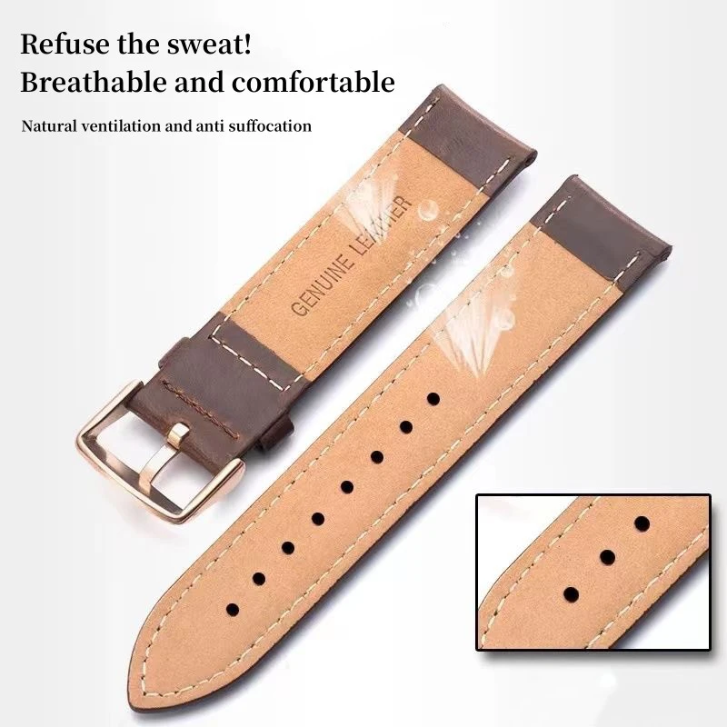 Correa de reloj de cuero genuino, pulsera negra, accesorios de reloj, 18mm, 20mm, nuevo