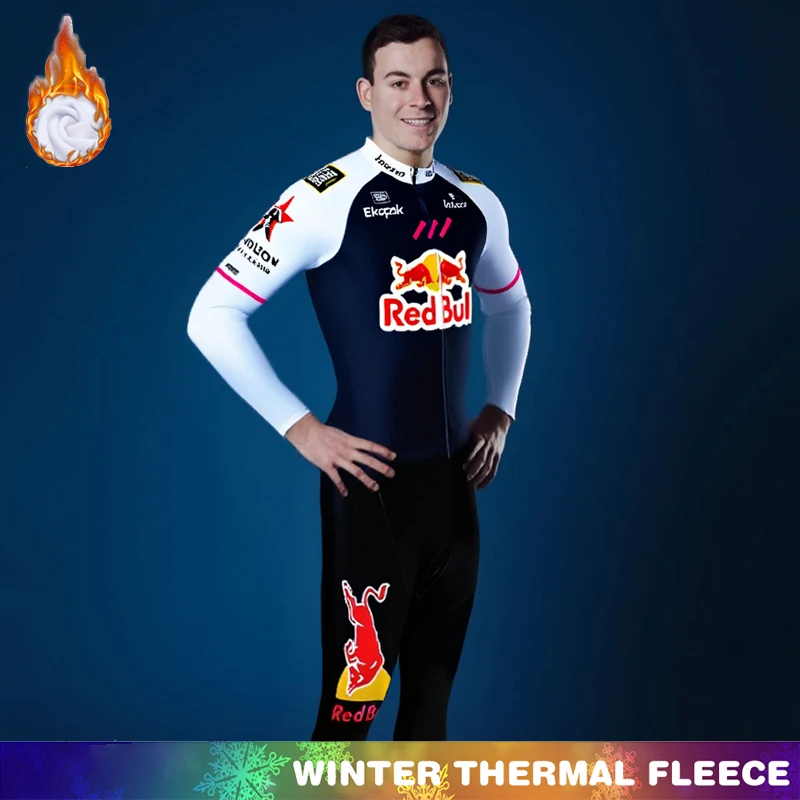 

Winter Cycling Jersey Men Thermal Fleece Bicycles RED BULL Long Sleeve Bicycle Clothes Mtb Clothing Retro Bike Men's Man 2025