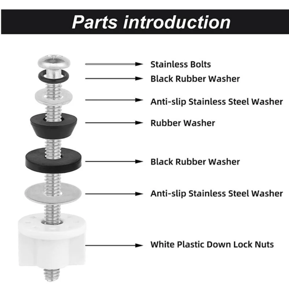 طقم مسامير مفصلية لمقعد المرحاض البديل لمقاعد التركيب العلوي بما في ذلك جميع المكونات الضرورية للتثبيت المستقر والأمان #6