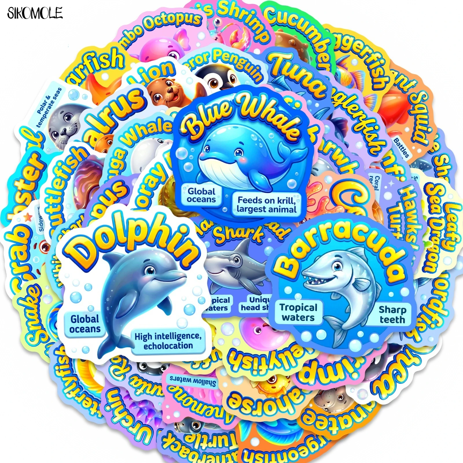 

10/30/50PCS Cute Cartoon Funny Animals Stickers Sea World Book DIY Skateboard Toys Luggage Suitcase Decoration Graffiti Sticker