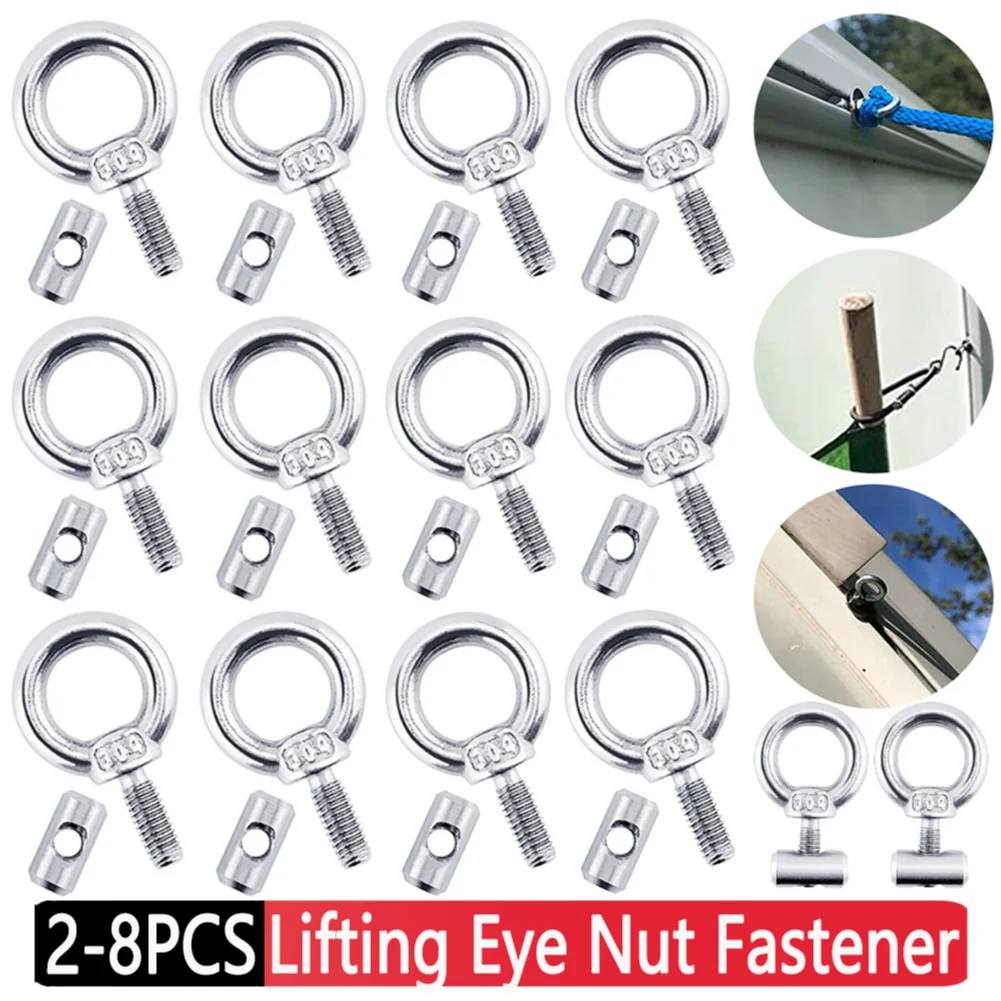 

2/4/6/8pcs Lifting Eye Nuts M4 304 Stainless Steel Awning Rail Stoppers Kayak Track Mount Tie Down Eyelet For Boat RV Caravan