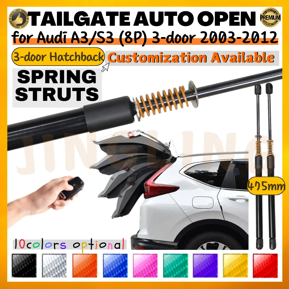 

Qty(2) Trunk Struts with Spring for Audi A3/S3 (8P) 3-door Hatchback 2003-2012 Rear Tailgate Lift Supports Shock Absorber Damper