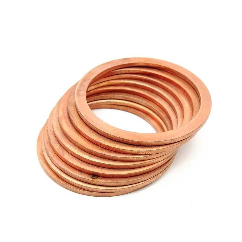 Copper Flat Washer M10 Seal Gasket inner diameter 10mm Sealing Ring Thin Sheet T3 Red copper washer