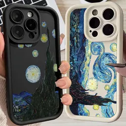 Van Gogh Starry Night Sunflower Painting Phone Case For iPhone 16 15 14 13 11 Pro Max 12 Mini Case For iPhone 16 Plus Soft Cover