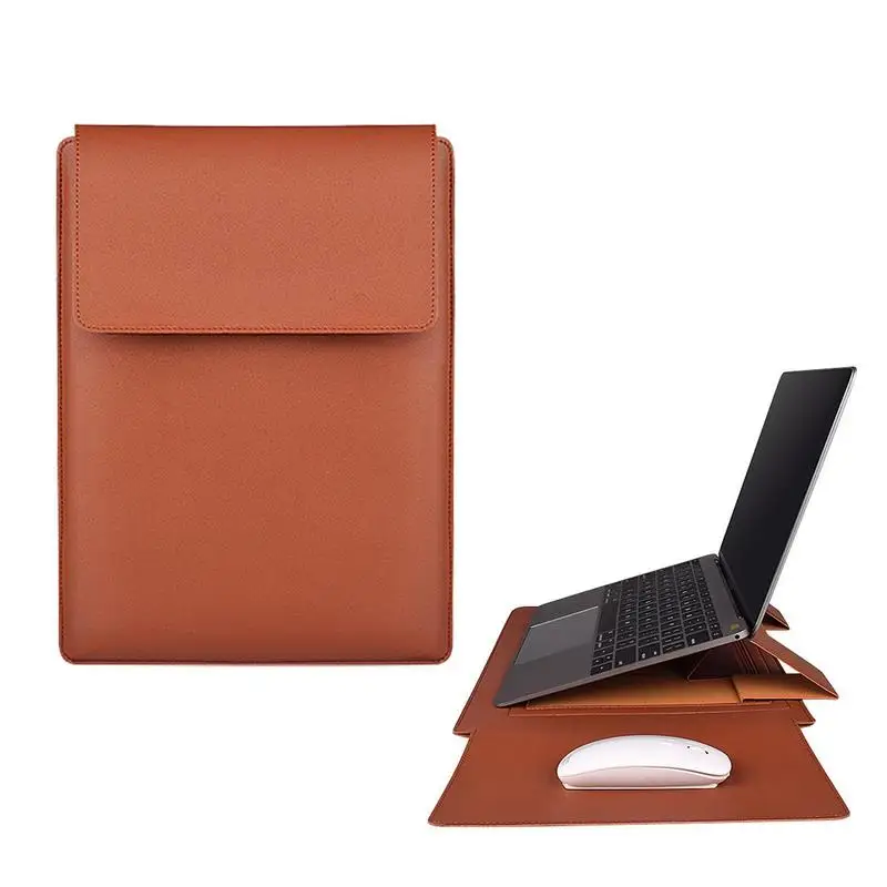 PU Leather Case forMacbook Air Pro 13/14/15 inch Laptop Sleeve Bag with Stand Notebook Handbag Briefcase with Mouse Pad