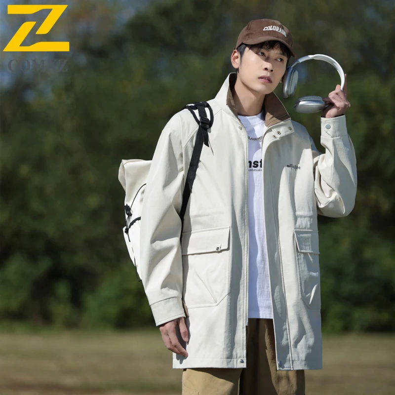 Japanese Vibe Men's Trench Coat 2025 Minimalist Windbreaker Trenchcoat Male Solid Retro Casual Loose Long gabardinas Overcoat