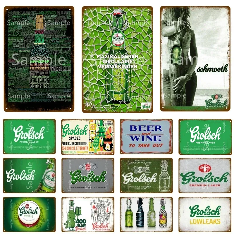 Grolsch Lager Beer Metal Poster Tin Signs Wall Art Painting Decorative Plaque Bar Pub Club Home Decor Art Crafts YK052