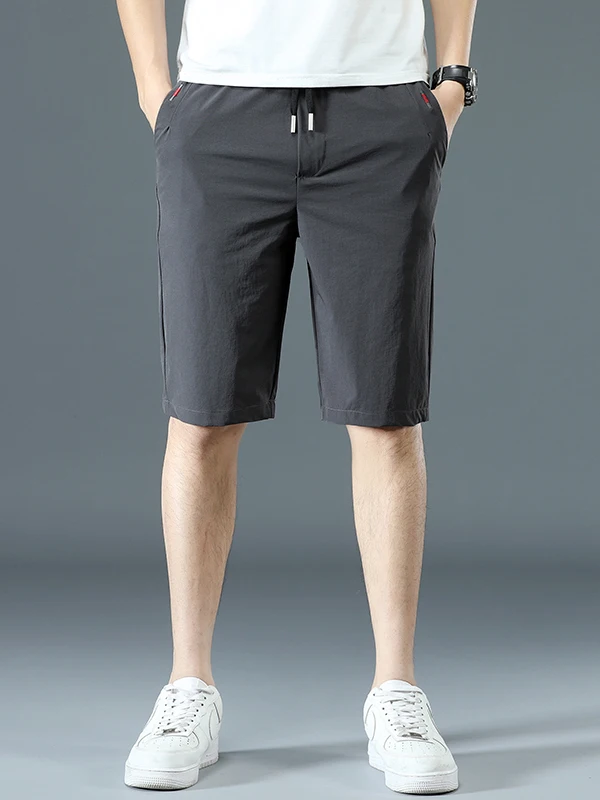 

Casual Ice Silk Men's orts Loose Fit Lightweight High Elastici Qui Dry Outdoor Sports Mid-Length Straight Leg Pants