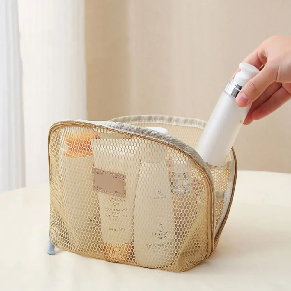 

Simple Semicircle Mesh Makeup Bag Lightweight Zipper Transparent Cosmetic Bag Wash Pouch Lipstick Bag Storage Toiletry Bag Trips